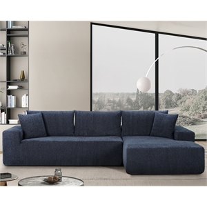 Deep Couch Sleeper Sectional Sofa 108&quot Chenille Wide Couch with Chaise Blue