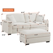 Modular Loveseat with Ottoman Chaise Chenille Wide Couch Sectionals White