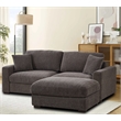 Modular Loveseat with Ottoman Chaise Chenille Wide Couch Sectionals Dark Gray