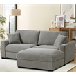 Modular Loveseat with Ottoman Chaise Chenille Extra Wide Couch Sectionals Gray