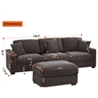 3 Seat Sofa Couch with Chaise Deep Modular Sectionals Chenille Sofa Dark Gray