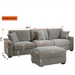 Deep Sectional Sofa with Chaise 3 Seat Modular Sofa Chenille Couch Gray