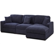 Wide Sectional Sofa with Chaise 3 Seat Modular Sofa Chenille Couch Blue