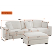 Large Sectional Sofa with Chaise 3 Seat Modular Sofa Chenille Couch White