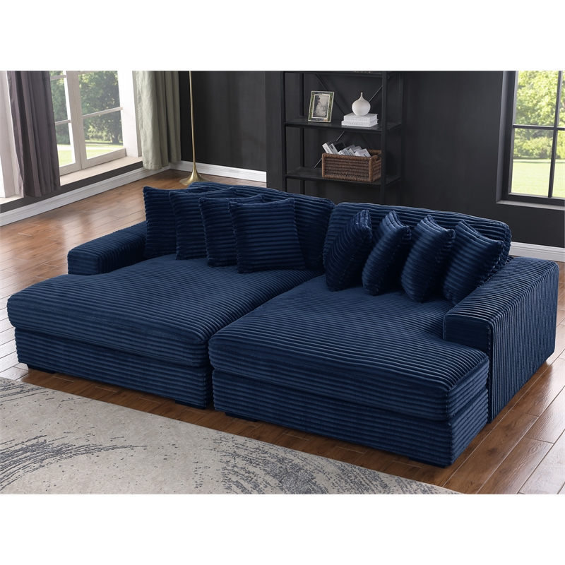 Chaise Sofa Bed Blue 105 Inch Sleeper Lounge Chair Fabric Lounge Chaise Indoor