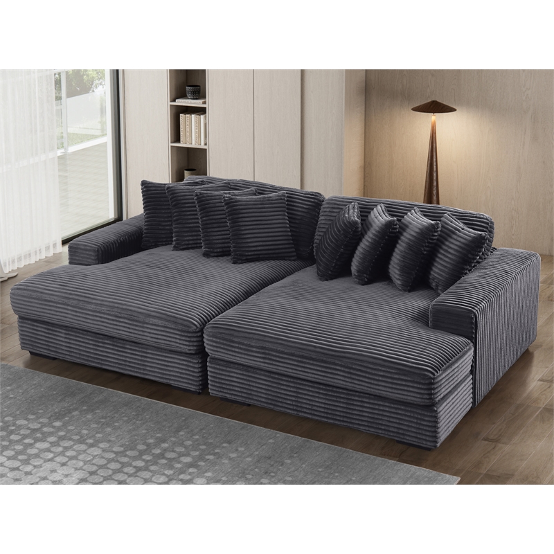 Chaise Sofa Bed Gray 105 Inch Sleeper Chair Bed Fabric Sofa Chaise Lounge Indoor