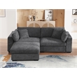 Luis Polyester Upholstered Modern Sectional Sofa Loveseat with Ottoman Dark Gray