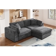 Luis Polyester Upholstered Modern Sectional Sofa Loveseat with Ottoman Dark Gray