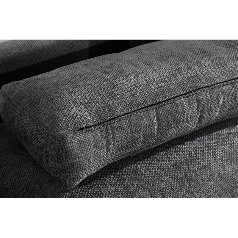 Luis Polyester Upholstered Modern Sectional Sofa Loveseat with Ottoman Dark Gray