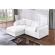 Luis Polyester Upholstered Modern Sectional Sofa Loveseat with Ottoman White
