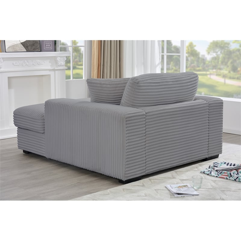 Amelia Polyester Corduroy Comfy Chaise Lounges Sofa Bed With Deep Seat Gray