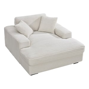 Amelia Polyester Corduroy Comfy Chaise Lounges Sofa Bed With Deep Seat White