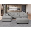 Oliver Polyester Upholstered Large 4-Seat Sectional Sofa with Ottoman Light Gray