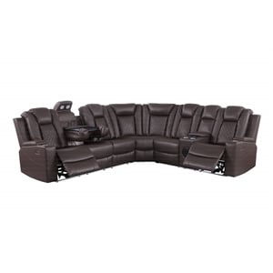 Ollie Faux Leather Electric Recliner W/ Cup Holder & Speaker & USB Charger Brown