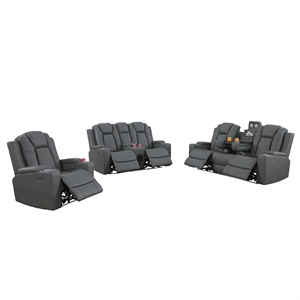 Bonnie Faux Leather Electric Recliner With Cup Holder & Speaker & USB Gray