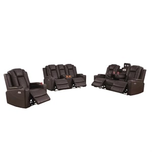 Bonnie Faux Leather Electric Recliner With Cup Holder & Speaker & USB Brown