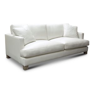 Hello Sofa Home Galaxy 3-Seater Modern Top Grain Leather Sofa in White