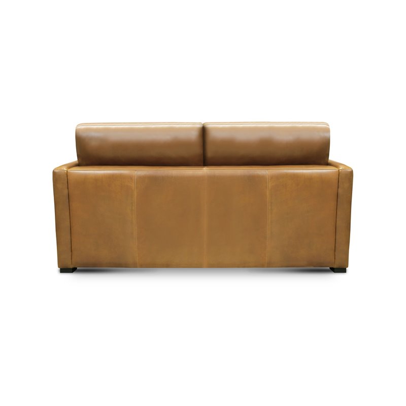 Hello Sofa Home Raffa Contemporary Top Grain Leather Loveseat in Brown