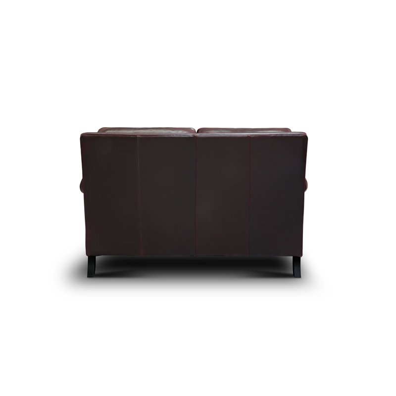 Hello Sofa Home Adriana Traditional Top Grain Leather Loveseat in Burgundy