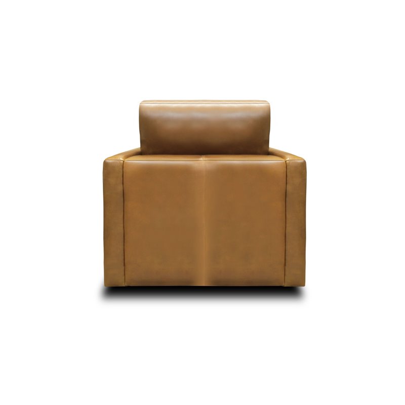 Hello Sofa Home Raffa Contemporary Top Grain Leather Swivel Armchair in Brown