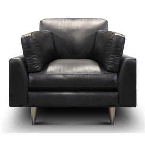 Hello Sofa Home Skyline Modern Top Grain Leather Americana Armchair in Black
