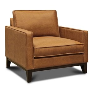 Hello Sofa Home Metropole Pull Up Top Grain Leather Armchair in Tan Brown