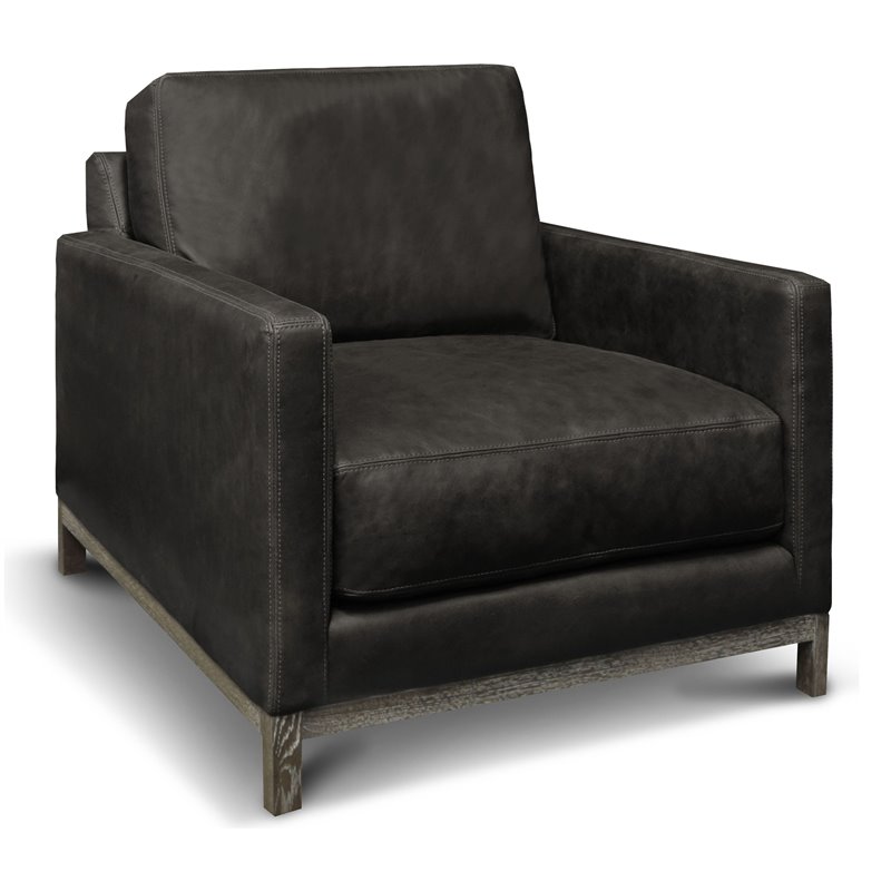 Hello Sofa Home Monterrey Top Grain Leather Americana Armchair in Charcoal