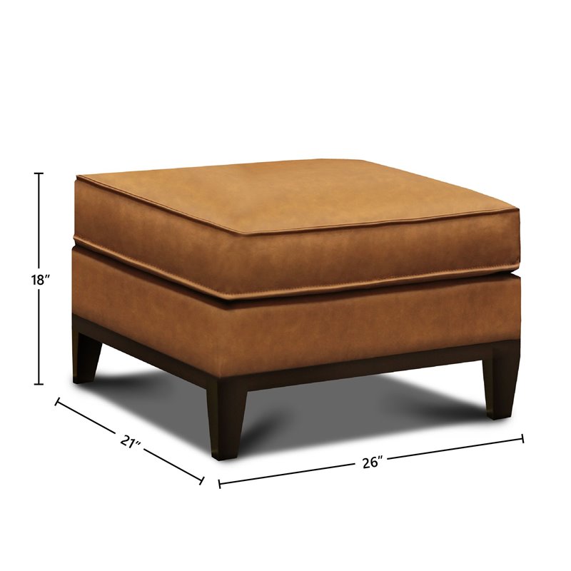 Hello Sofa Home Metropole Pull Up Top Grain Leather Ottoman in Tan Brown