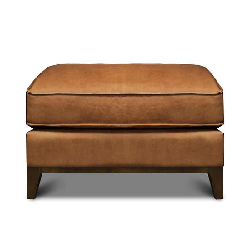 Hello Sofa Home Metropole Pull Up Top Grain Leather Ottoman in Tan Brown