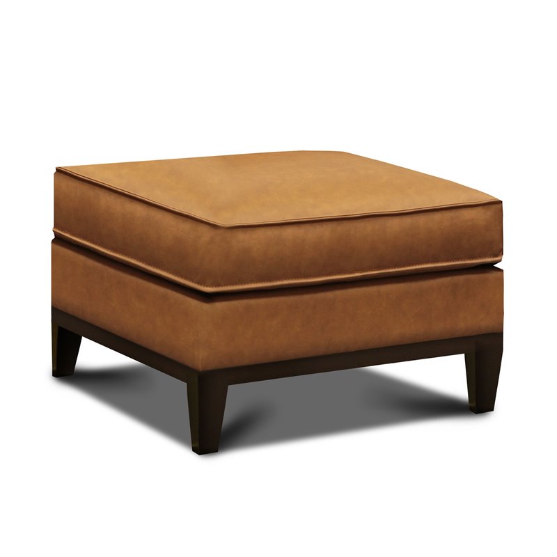 Hello Sofa Home Metropole Pull Up Top Grain Leather Ottoman in Tan Brown