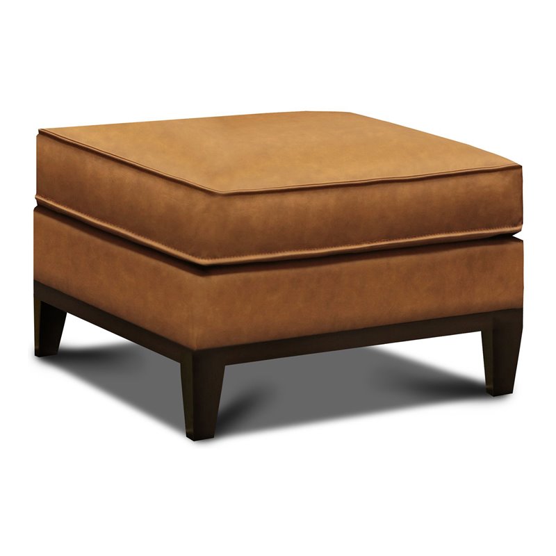Hello Sofa Home Metropole Pull Up Top Grain Leather Ottoman in Tan Brown