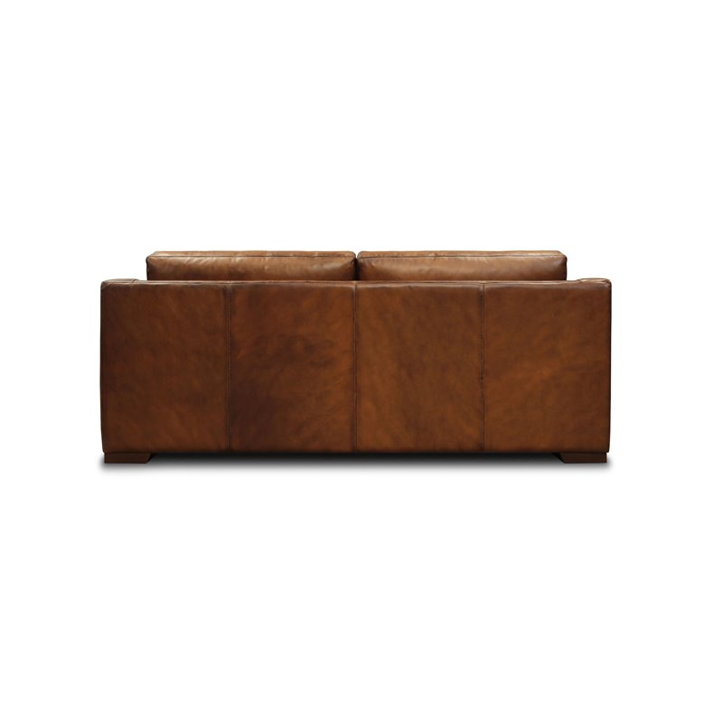 Hello Sofa Home Ramba Contemporary Top Grain Leather Loveseat in Brown