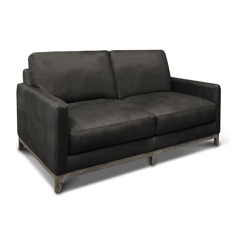 Hello Sofa Home Monterrey Top Grain Leather Americana Loveseat in Charcoal