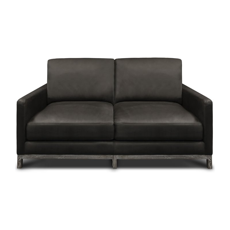Hello Sofa Home Monterrey Top Grain Leather Americana Loveseat in Charcoal