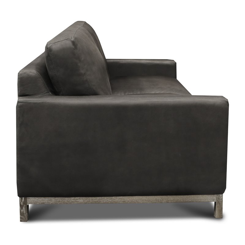 Hello Sofa Home Monterrey Top Grain Leather Americana Loveseat in Charcoal