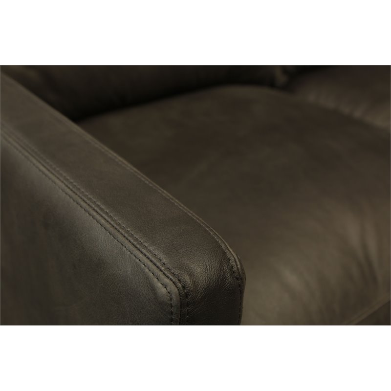 Hello Sofa Home Monterrey Top Grain Leather Americana Loveseat in Charcoal