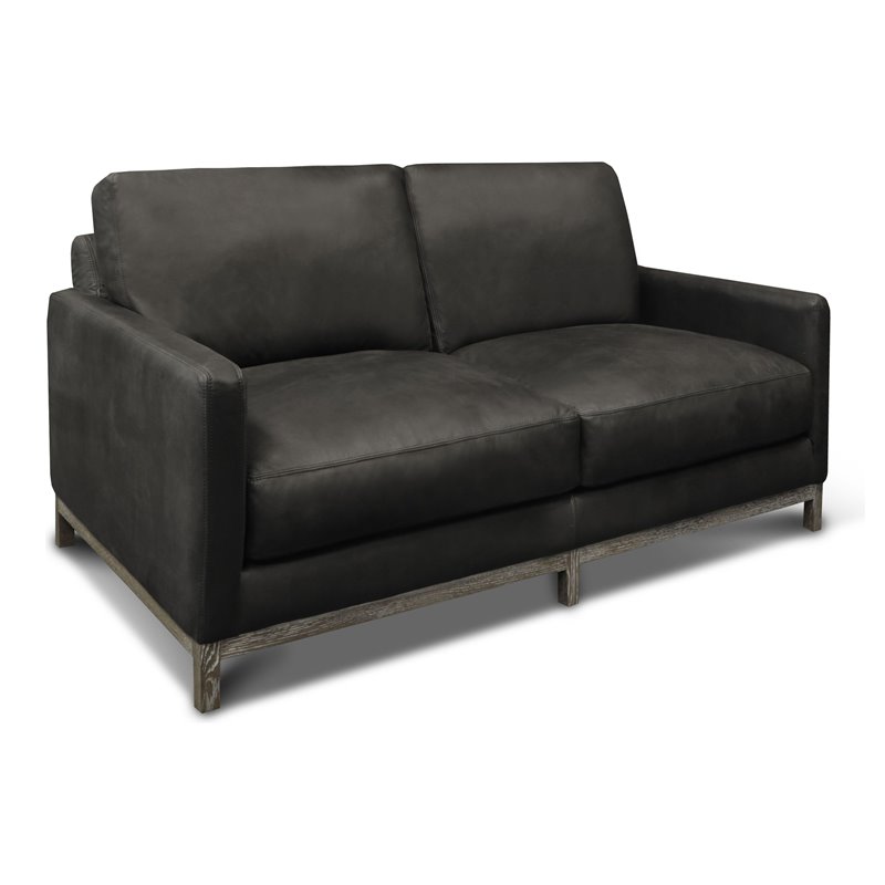 Hello Sofa Home Monterrey Top Grain Leather Americana Loveseat in Charcoal