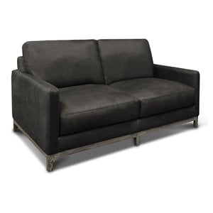 Hello Sofa Home Monterrey Top Grain Leather Americana Loveseat in Charcoal