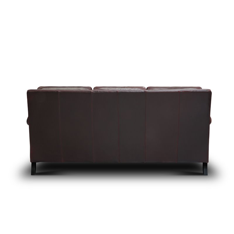 Hello Sofa Home Adriana Traditional Top Grain Leather Sofa in Burgundy