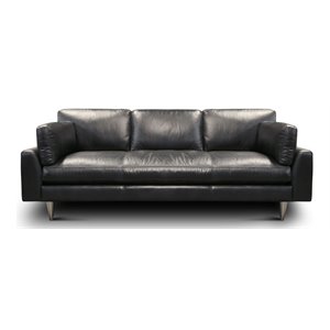 Hello Sofa Home Skyline Modern Top Grain Leather Americana Sofa in Navy Blue