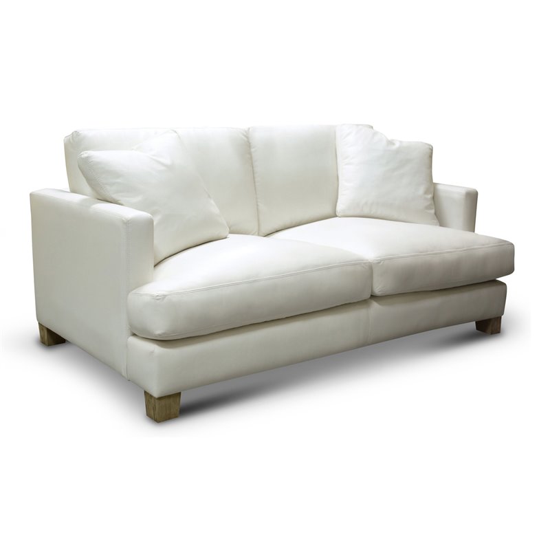 Hello Sofa Home Galaxy Modern Top Grain Leather Loveseat in White