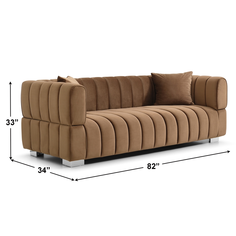 Luxurious Luna Velvet Sofa in Brown Color