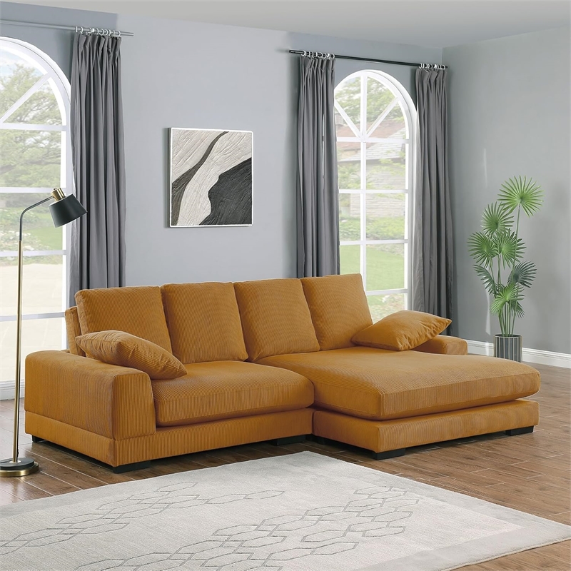 Daisy Convertible Sectional Sofa Couch with L-Shaped Design in Mango Color