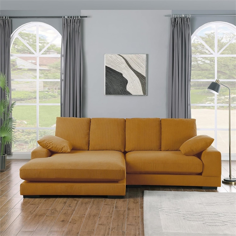 Daisy Convertible Sectional Sofa Couch with L-Shaped Design in Mango Color