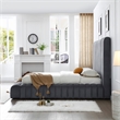 Avalon Velvet Upholstered Full Platform Bed in Gray