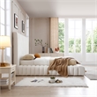 Avalon Velvet Upholstered Full Platform Bed in Cream