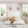 Avalon Velvet Upholstered Full Platform Bed in Cream
