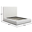 Avalon Velvet Upholstered Queen Platform Bed in Cream