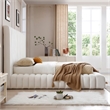 Avalon Velvet Upholstered Queen Platform Bed in Cream