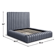 Avalon Velvet Upholstered Queen Platform Bed in Gray